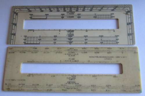 WW2 BRITISH ARMY MAP READING RULERS - PROTRACTORS RECTANGULAR 6 INCH IVORINE "A" MK IV (x2)