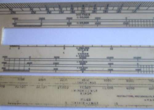 WW2 BRITISH ARMY MAP READING RULERS - PROTRACTORS RECTANGULAR 6 INCH IVORINE "A" MK IV (x2)