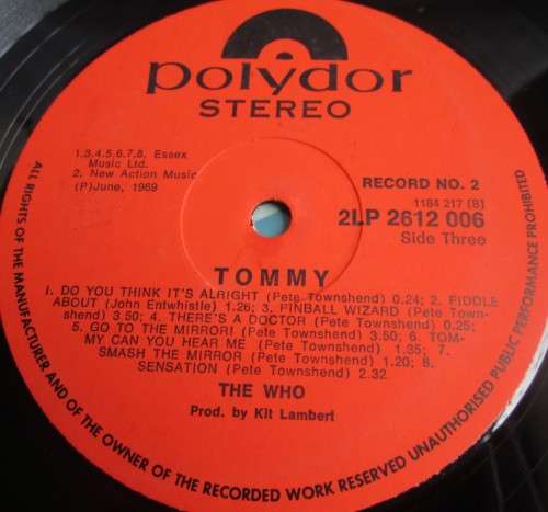 THOMMY - THE WHO 1968 (2LP 2612 006)
