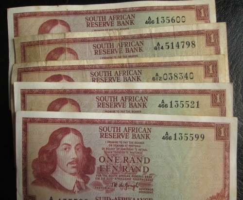 ONE RANDS SOUTH AFRICA NOTES x10 (LOT)