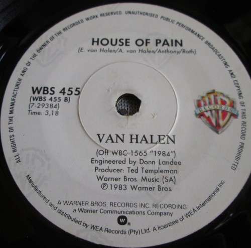 VAN HALEN - JUMP 1983 (WBS 455) 45 RPM