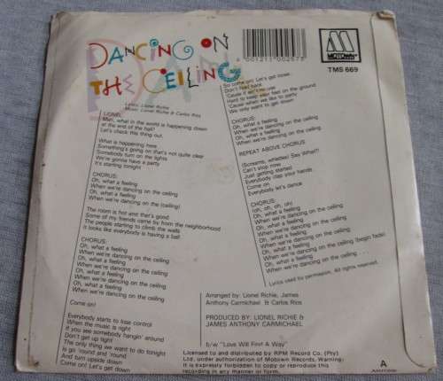 LIONEL RICHIE - DANCING ON THE CEILING 1986 (TMS 669) 45 RPM