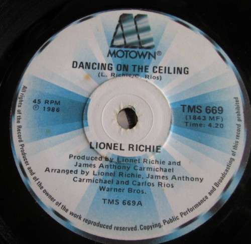 LIONEL RICHIE - DANCING ON THE CEILING 1986 (TMS 669) 45 RPM