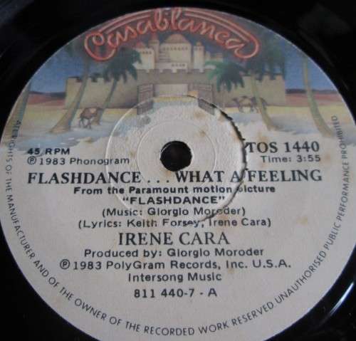 FLASHDANCE - WHAT A FEELING BY IRENE CARA 1983 (TOS 1440) 45 RPM RECORD