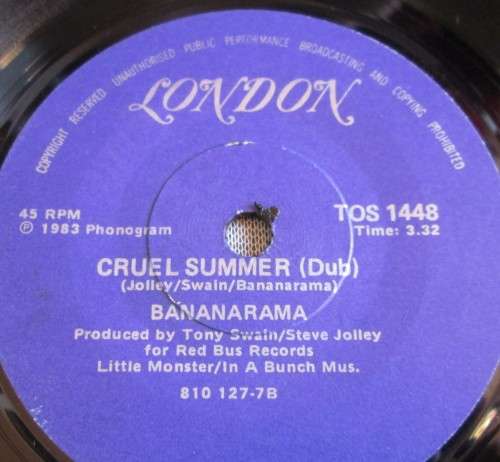 BANANARAMA - CRUEL SUMMER 1983 (TOS 1448) 45 RPM RECORD