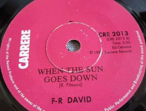 F-R DAVID - WORDS 1982 (CRE 2013) 45 RPM RECORD