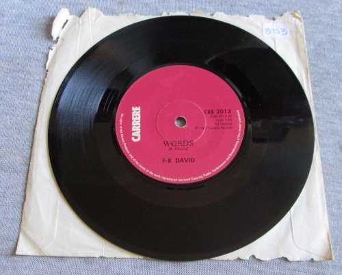 F-R DAVID - WORDS 1982 (CRE 2013) 45 RPM RECORD