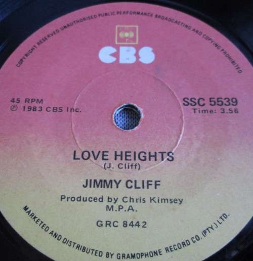 JIMMY CLIFF - 1983 LOVE HEIGHTS/REGGAE NIGHT (SSC 5539) 45 RPM RECORD - A3485