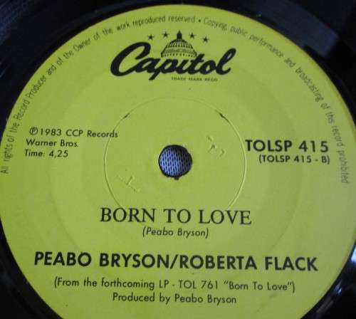 PEABO BRYSON/ROBERTA FLACK - 1983 TONIGHT I CELEBRATE MY LOVE/ BORN TO LOVE 45 RPM RECORD - A3508