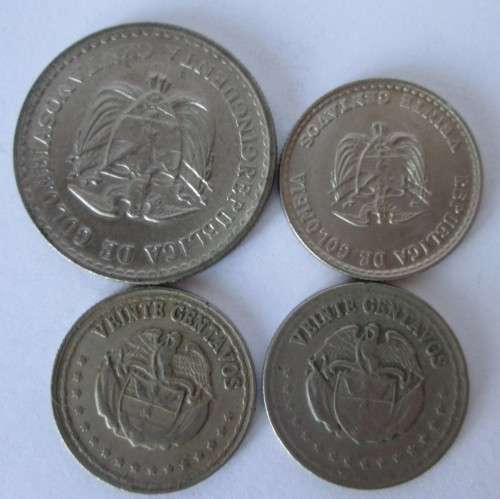 5 CENTAVOS COLOMBIA x4 COINS (LOT SEE DESCRIPTION - DATES)