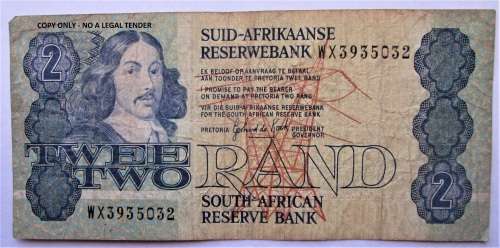 TWO RAND NOTE GERHARD de KOCK NOTE