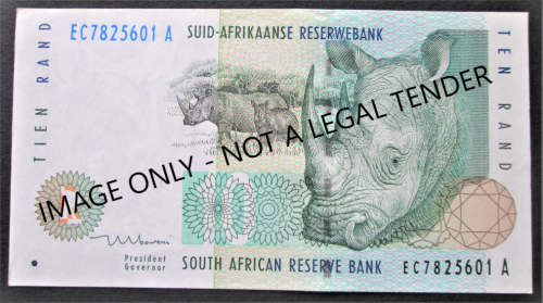 TEN RAND SOUTH AFRICA NOTE SERIAL Nr. EC7825601A (TT MBOWENI)