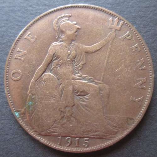 ONE PENNY 1915 GREAT BRITAIN COIN