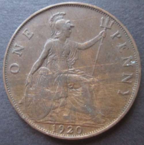 ONE PENNY 1920 GREAT BRITAIN COIN
