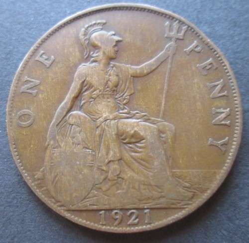 ONE PENNY 1921 GREAT BRITAIN COIN