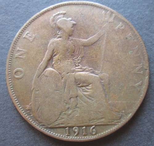 ONE PENNY 1916 GREAT BRITAIN COIN