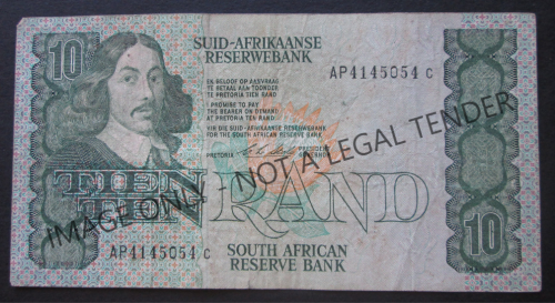 TEN RAND SOUTH AFRICA NOTE SERIAL Nr. AP4145054C (CL STALS)