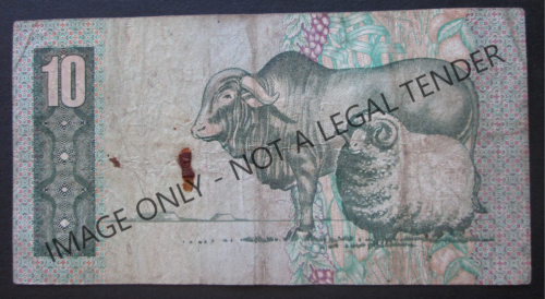 TEN RAND SOUTH AFRICA NOTE SERIAL Nr. AE3732250C (CL STALS)