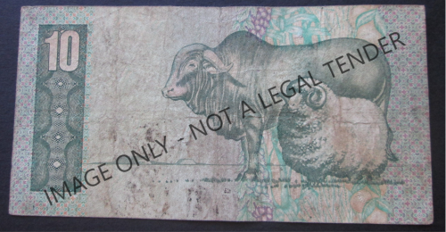 TEN RAND SOUTH AFRICA NOTE SERIAL Nr. AT5164729C (CL STALS)