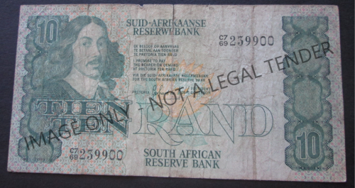 TEN RAND SOUTH AFRICA NOTE SERIAL Nr. C7 69 239900 (G de KOCK)
