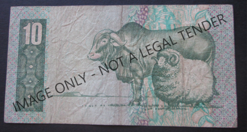 TEN RAND SOUTH AFRICA NOTE SERIAL Nr. EG0327801C (G de KOCK)