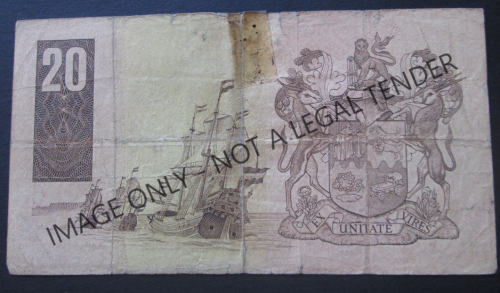 TWENTY RAND SOUTH AFRICA NOTE SERIAL Nr. AF4568690D (CL STALS)