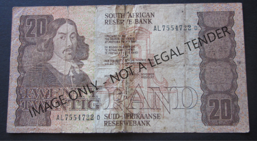 TWENTY RAND SOUTH AFRICA NOTE SERIAL Nr. AL7554722D (CL STALS)