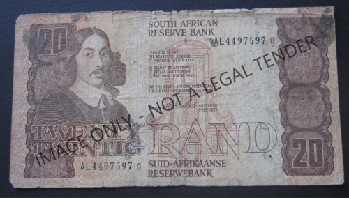 TWENTY RAND SOUTH AFRICA NOTE SERIAL Nr. AL4497597D (CL STALS)
