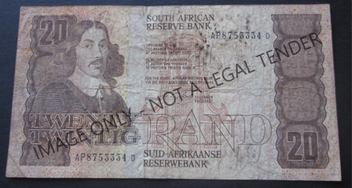 TWENTY RAND SOUTH AFRICA NOTE SERIAL Nr. AP8753334D (CL STALS)