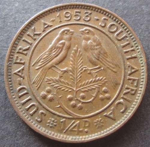 ¼ PENNY (FARTHING) 1953 UNION OF SOUTH AFRICA COIN - C148