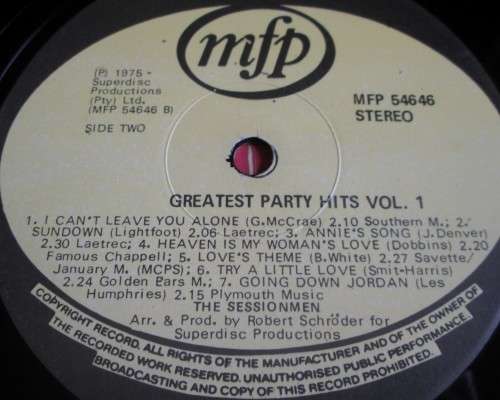 1975 GREATEST PARTY HITS VOL. 1 / VOL. 2  (MFP54646) x2 VINYL LP RECORDS - S54
