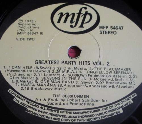 1975 GREATEST PARTY HITS VOL. 1 / VOL. 2  (MFP54646) x2 VINYL LP RECORDS - S54