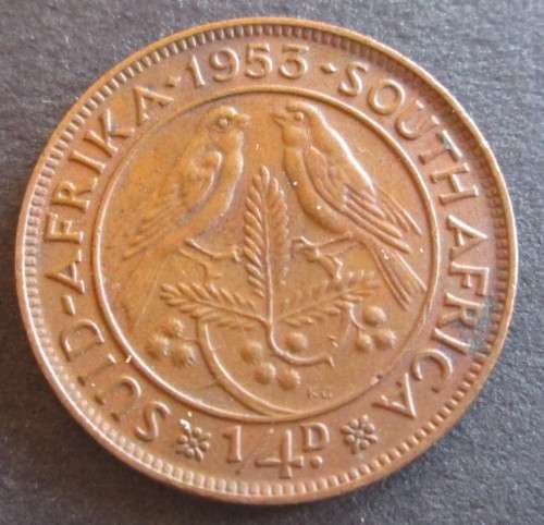 1/4 PENNY (FARTHING) 1953 UNION OF SOUTH AFRICA COIN - C1936