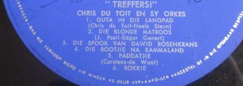 `TREFFERS!` - CHRIS DU TOIT EN SY ORKES LP VINYL RECORD (PLS 7004) - S174