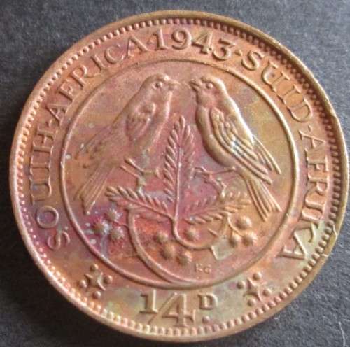 1/4 PENNY (FARTHING) 1943 UNION OF SOUTH AFRICA COIN - C2140