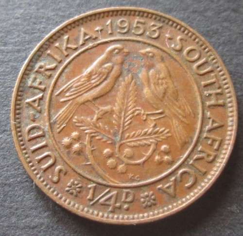 1/4 PENNY (FARTHING) 1953 UNION OF SOUTH AFRICA COIN - C937