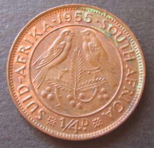 1/4 PENNY (FARTHING) 1955 UNION OF SOUTH AFRICA COIN - C2379