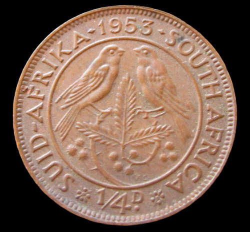 1/4 PENNY (FARTHING) 1953 UNION OF SOUTH AFRICA COIN - C236