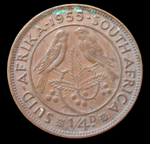 1/4 PENNY (FARTHING) 1955 UNION OF SOUTH AFRICA COIN - C1436