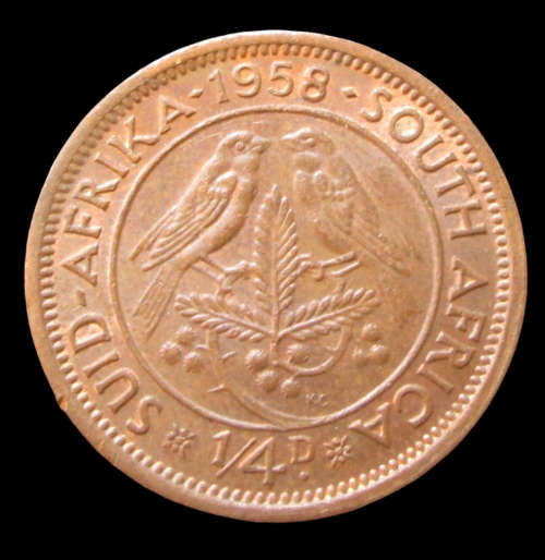1/4 PENNY (FARTHING) 1958 UNION OF SOUTH AFRICA COIN - C2115