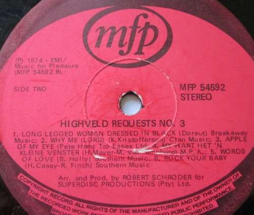 1974 HIGHVELD REQUESTS NO. 3 (MFP 54592) RECORD - S202