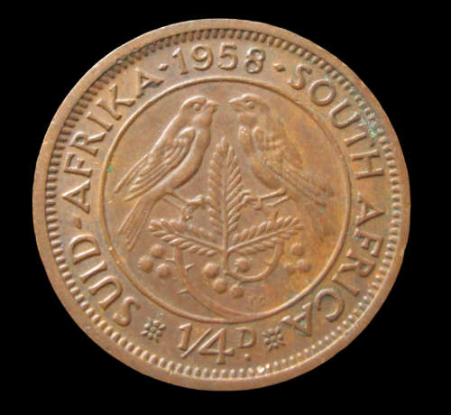 1/4 PENNY (FARTHING) 1958 UNION OF SOUTH AFRICA COIN - C2394