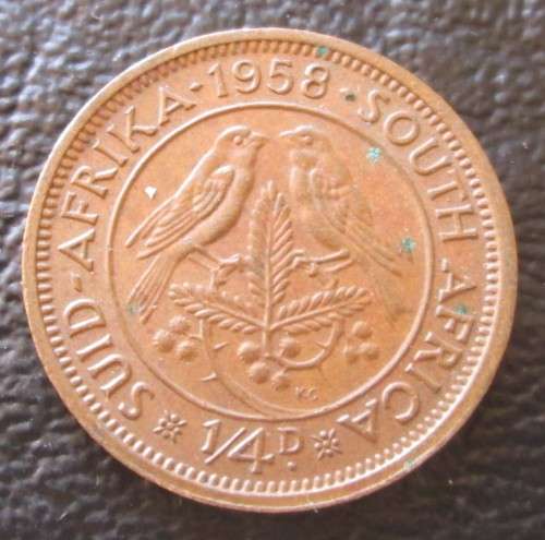 1/4  PENNY (FARTHING) 1958 UNION OF SOUTH AFRICA COIN - C787