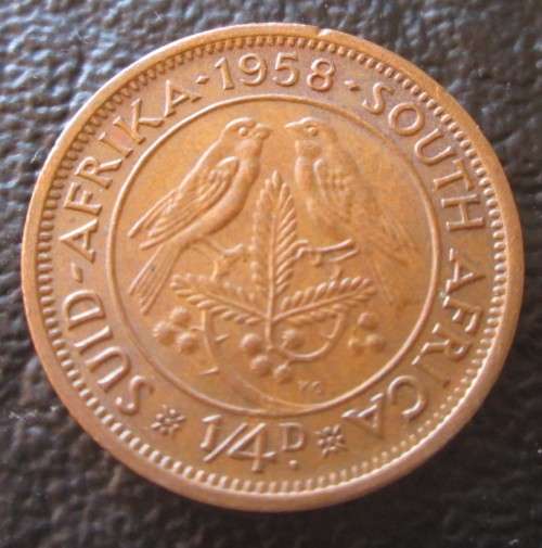 1/4 PENNY (FARTHING) 1958 UNION OF SOUTH AFRICA COIN - C902
