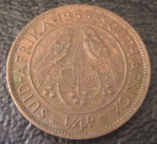 1/4 PENNY (FARTHING) 1955 REPUBLIC OF SOUTH AFRICA COIN - C1634