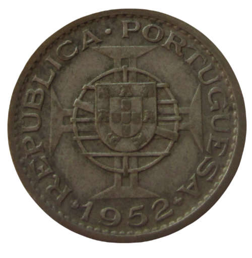10 ESCUDOS 1952 *SILVER* MOZAMBIQUE PORTUGUESE COLONY COIN - RAK173