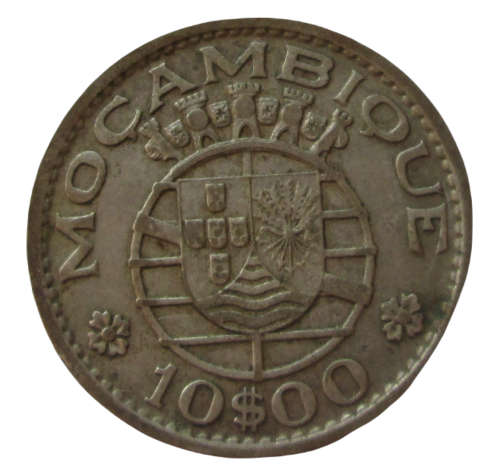 10 ESCUDOS 1952 *SILVER* MOZAMBIQUE PORTUGUESE COLONY COIN - RAK173