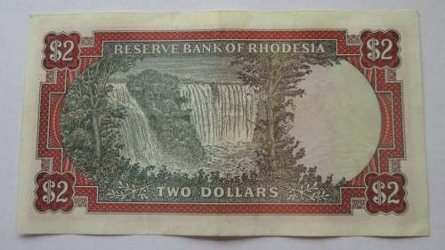 2 DOLLAR 1979 RESERVE BANK OF RHODESIA SERIAL No K175 750057 WATERMARK ZIMBABWE BIRD - RAK504