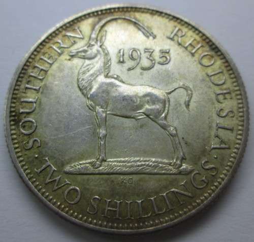 2 SHILLINGS 1935 SOUTHERN RHODESIA *SILVER* COIN - RAKC/210