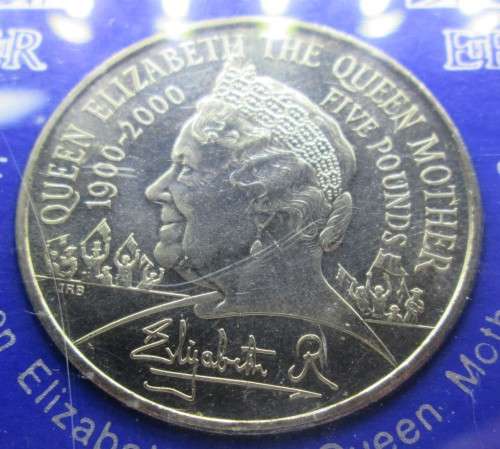 FIVE POUNDS 1900-2000 QUEEN ELIZABETH GREAT BRITAIN *SILVER* COIN - RAKC/229